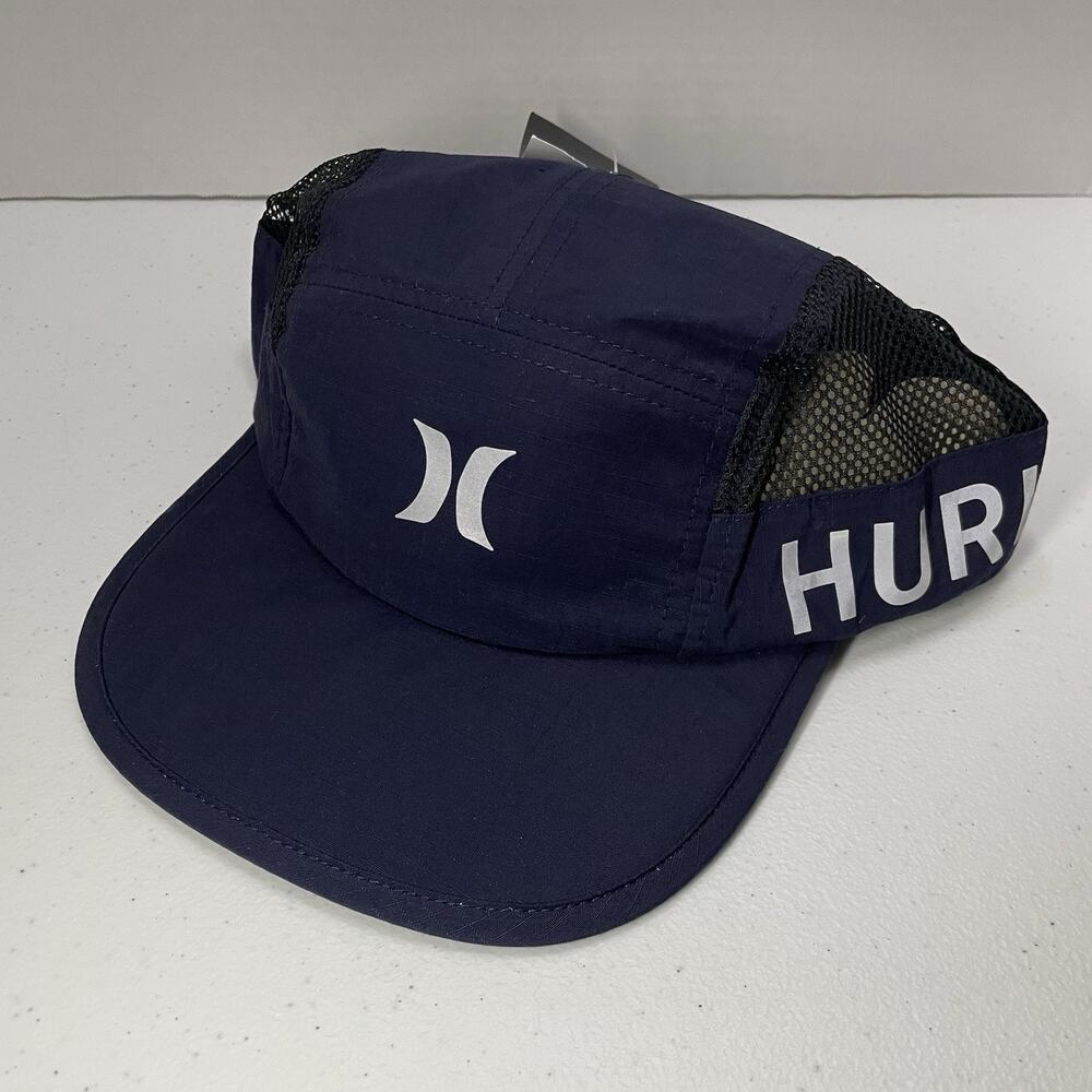 Hurley 5 Panel Hat NEE Big Sur Adjustable Reflective Outdoor Navy Blue Mesh Cap